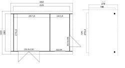 Gartenhaus SAMUEL 28 Flachdach 420x280 cm + 200 cm Schleppdach (L), 28mm, 2 Räume, ohne Boden