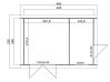 Gartenhaus SAMUEL 28 Flachdach 420x280 cm + 200 cm Schleppdach (L), 28mm, 2 Räume, ohne Boden