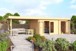 Gartenhaus LINDA40, 440x300 cm + 200 cm (L) Schleppdach;...