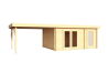 Gartenhaus LINDA40, 440x300 cm + 400 cm (L) Schleppdach; 40 mm Doppelnut; 2 Räume; ohne Boden