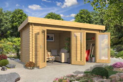 Gartenhaus LINDA28 440x300 cm + 300 cm Schleppdach (L);...