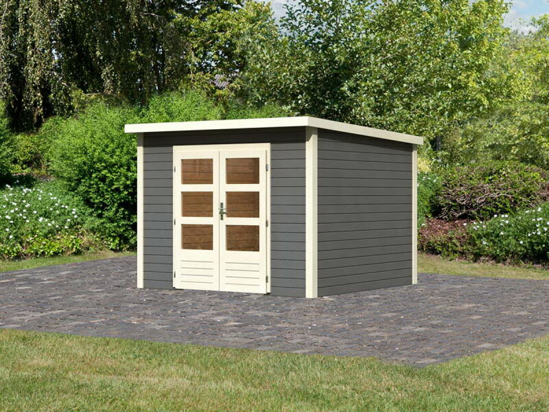 Gartenhaus WACKEN 6, 275x275 cm, 28mm, terragrau lackiert