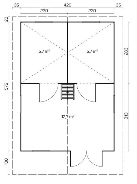 Tene Gartenhaus GOTLAND G mit Schlafboden 70mm
