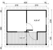 Tene Saunahaus Außensauna SAUNA KALEVI (mit Liege) 70mm ohne Boden