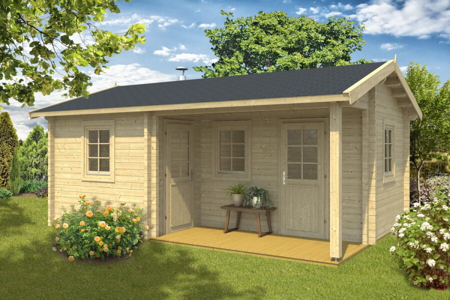 Tene Saunahaus Außensauna SAUNA VILLU (mit Liege) 70mm