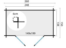 Tuindeco Gartenhaus Blockhütte MALVA (mit Boden) 260 x 150 / 19mm