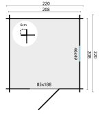 Tuindeco Gartenhaus Blockhütte EIGO 220 x 220 / 19mm