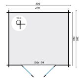 Tuindeco Gartenhaus Blockhütte MILA 290 x 260 / 28mm