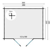 Tuindeco Gartenhaus Blockhütte KLAIR 300 x 240 / 28mm natur
