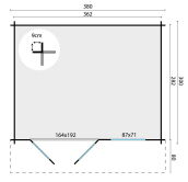 Tuindeco Gartenhaus Blockhütte INGMAR 380 x 290 / 28mm