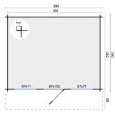 Tuindeco Gartenhaus Blockhütte MIKA 380 x 290 / 28mm