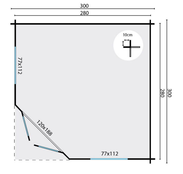 Tuindeco Gartenhaus Blockhütte INGRID 300 x 300 / 28mm