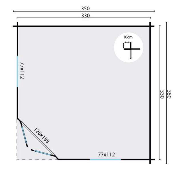 Tuindeco Gartenhaus Blockhütte DAGMAR 350 x 350 / 28mm