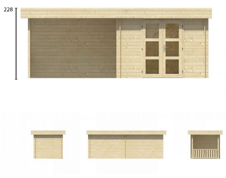 Tuindeco Gartenhaus Blockhütte MAJA 640 x 240 / 28mm