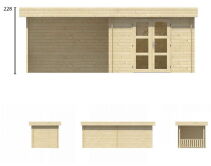 Tuindeco Gartenhaus Blockhütte MAJA 640 x 240 / 28mm