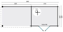 Tuindeco Gartenhaus Blockhütte MAJA 640 x 240 / 28mm