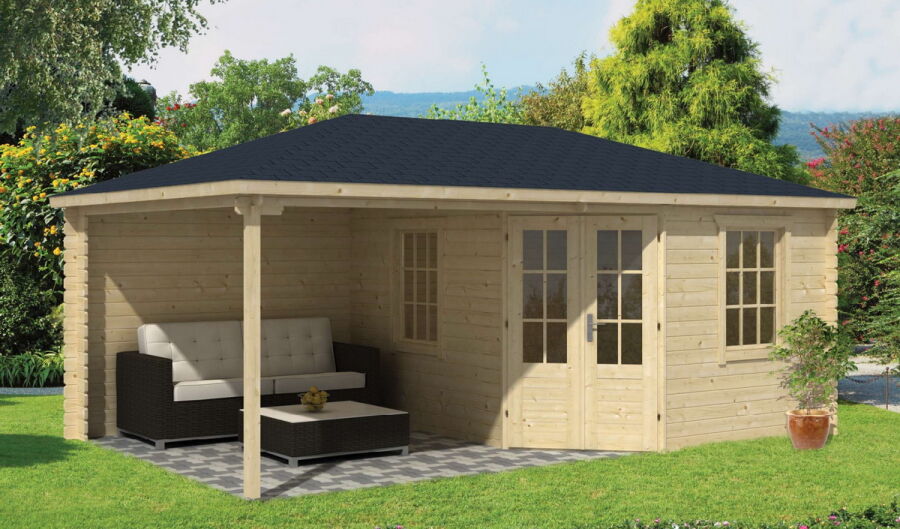 Tuindeco Gartenhaus Blockhütte CHRISTOFFER 575 x 350 / 28mm natur
