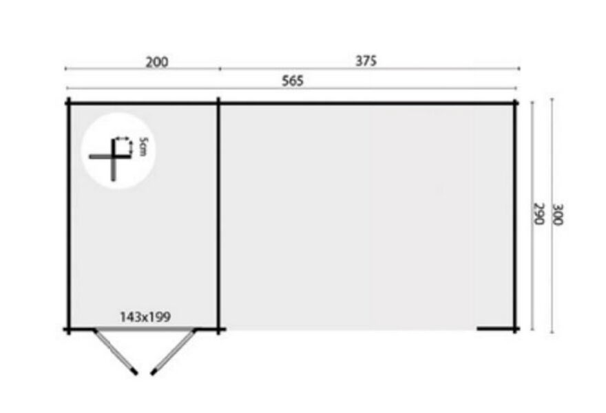 Tuindeco Gartenhaus Blockhütte MEGAMODERN 575 x 300 / 28mm