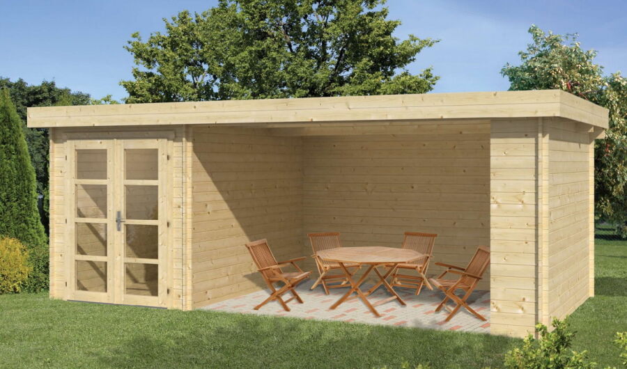Tuindeco Gartenhaus Blockhütte MEGAMODERN 575 x 300 / 28mm