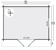 Tuindeco Gartenhaus Blockhütte DYRE 300 x 400 / 40mm