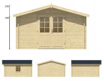 Tuindeco Gartenhaus Blockhütte GUNDA 400 x 400 / 40mm