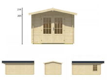 Tuindeco Gartenhaus Blockhütte JULIA 300 x 500 / 40mm