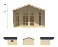 Tuindeco Gartenhaus Blockhütte INGLUND 380 x 320 / 44mm