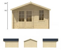 Tuindeco Gartenhaus Blockhütte ULRIK 380 x 380 / 44mm