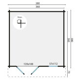 Tuindeco Gartenhaus Blockhütte ULRIK 380 x 380 / 44mm