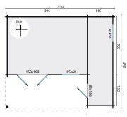 Tuindeco Gartenhaus Blockhütte WOLFGANG 530 x 450 / 44 mm, natur