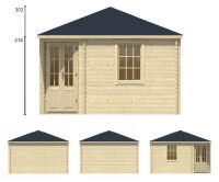 Tuindeco Gartenhaus Blockhütte LOTTE 400 x 400 / 44mm