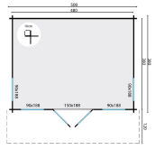Tuindeco Gartenhaus Blockhütte YORICK 500 x 380 / 44mm