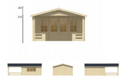 Tuindeco Gartenhaus Blockhütte IPSWICH 440 x 440 / 58mm