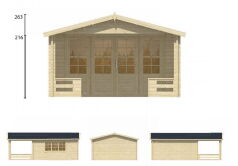 Tuindeco Gartenhaus Blockhütte WIGAN 540 x 540 / 58mm