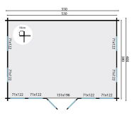 Tuindeco Gartenhaus Blockhütte Clockhouse TREVOR + 27 mm Dach / 550 x 400 / 70mm, natur