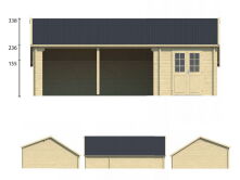 Tuindeco Garage Garage-Offene Scheune + Abstellraum SIGURD 600 x 850 / 70mm natur