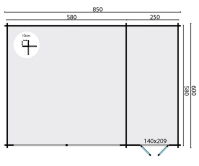 Tuindeco Garage Garage-Offene Scheune + Abstellraum SIGURD 600 x 850 / 70mm natur