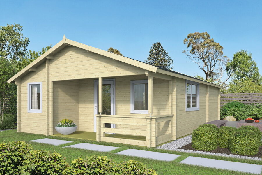 Tuindeco Gartenhaus Blockhütte KAY inkl.+ 27 mm Dach 800 x 595 / 70mm, natur