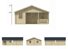 Tuindeco Gartenhaus Blockhütte KAY inkl.+ 27 mm Dach...