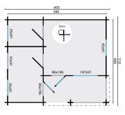Tuindeco Gartenhaus Blockhütte EDELWEIß  600 x 510 / 70mm, natur
