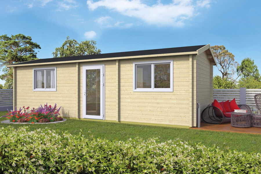 Tuindeco Gartenhaus Blockhütte AVA + 27 mm Dach / 347 x 844 / 70 mm, natur