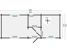 Tuindeco Gartenhaus Blockhütte AVA + 27 mm Dach / 347 x 844 / 70 mm, natur