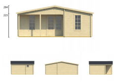 Tuindeco Gartenhaus Blockhütte OLLIE + 27 mm Dach /...