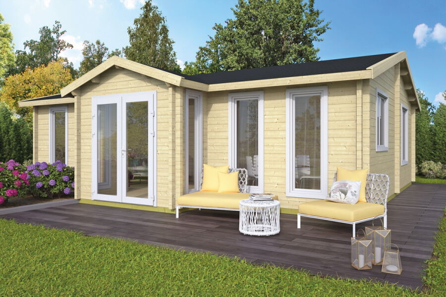 Tuindeco Gartenhaus Blockhütte MULLINGAR + 27 mm Dach /790 x 850 / 70 mm, natur