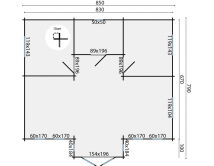 Tuindeco Gartenhaus Blockhütte MULLINGAR + 27 mm Dach /790 x 850 / 70 mm, natur
