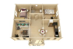 Tuindeco Gartenhaus Blockhütte MULLINGAR + 27 mm Dach /790 x 850 / 70mm