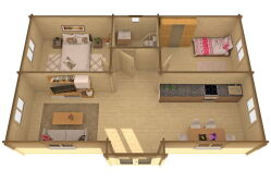 Tuindeco Gartenhaus Blockhütte SKERRIES + 27 mm Dach / 700 x 1050 / 70mm