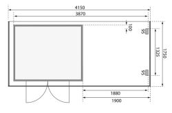 Karibu Gartenhaus GLÜCKSBURG 2 im Set mit Anbaudach terragrau 19mm Wandstärke