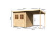 Karibu Gartenhaus GLÜCKSBURG 3 im Set mit Anbaudach naturbelassen  19mm Wandstärke