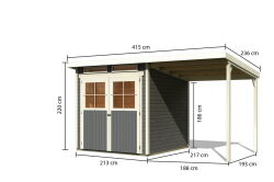 Karibu Gartenhaus GLÜCKSBURG 3 im Set mit Anbaudach...